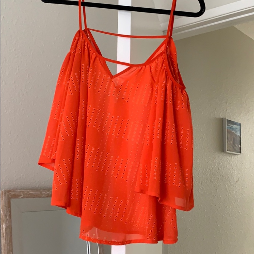 Gianni Bini Bright orange cold shoulder blouse